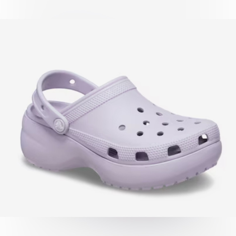 platform crocs in lilac